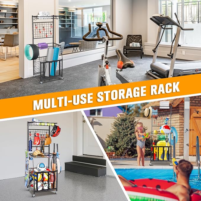 PLKOW Sports Equipment Storage for Garage, Indoor/Outdoor Sports Rack for Garage - Image 6