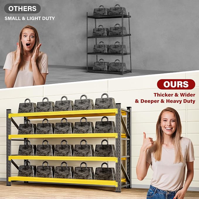 71.3" Wide Heavy Duty Garage Shelving Units, 5000LBS Deep Storage Shelves - Image 9