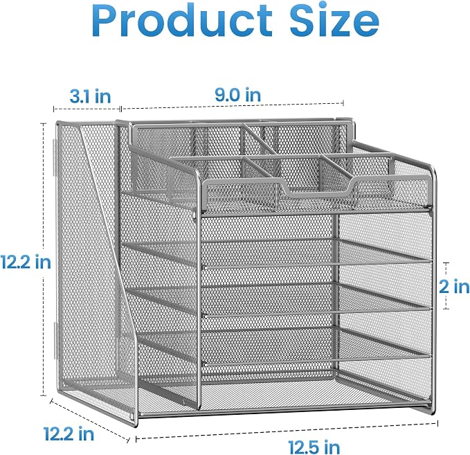 Lavatino 5-Tier Metal Mesh Desk Organizer - Image 7