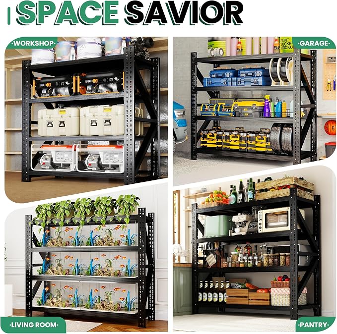 4-Tier Heavy Duty Garage Shelving, Industrial Shelving - Image 8