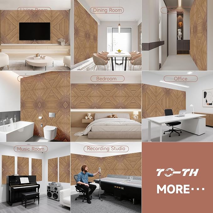 TO-TH Acoustic Wall Panels, 6 Pack Total Size 72 x 48 Inches, Self-Adhesive - Image 8