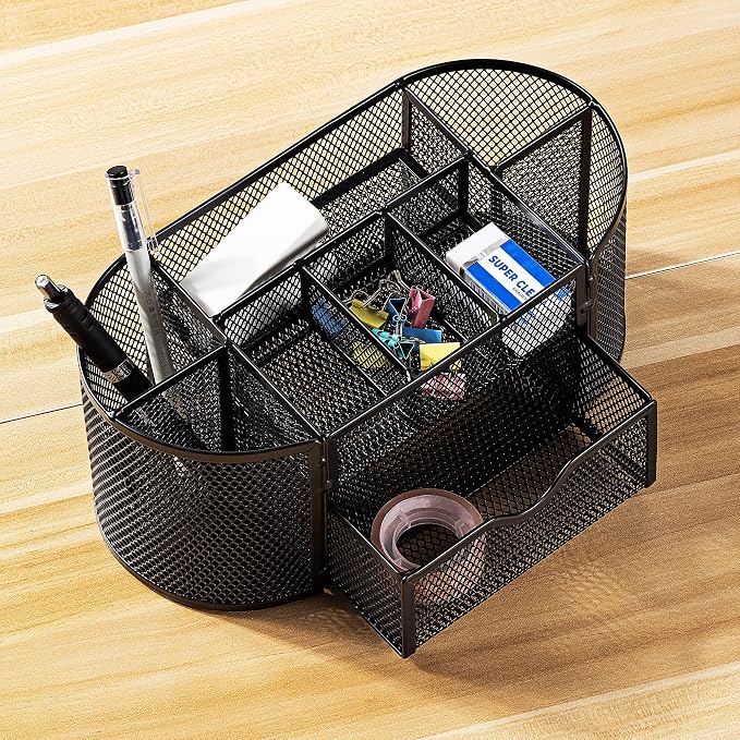 Amazon Basics Pen Holder and Desk Organizer, Office Caddy Storage, 9.25" x - Image 6
