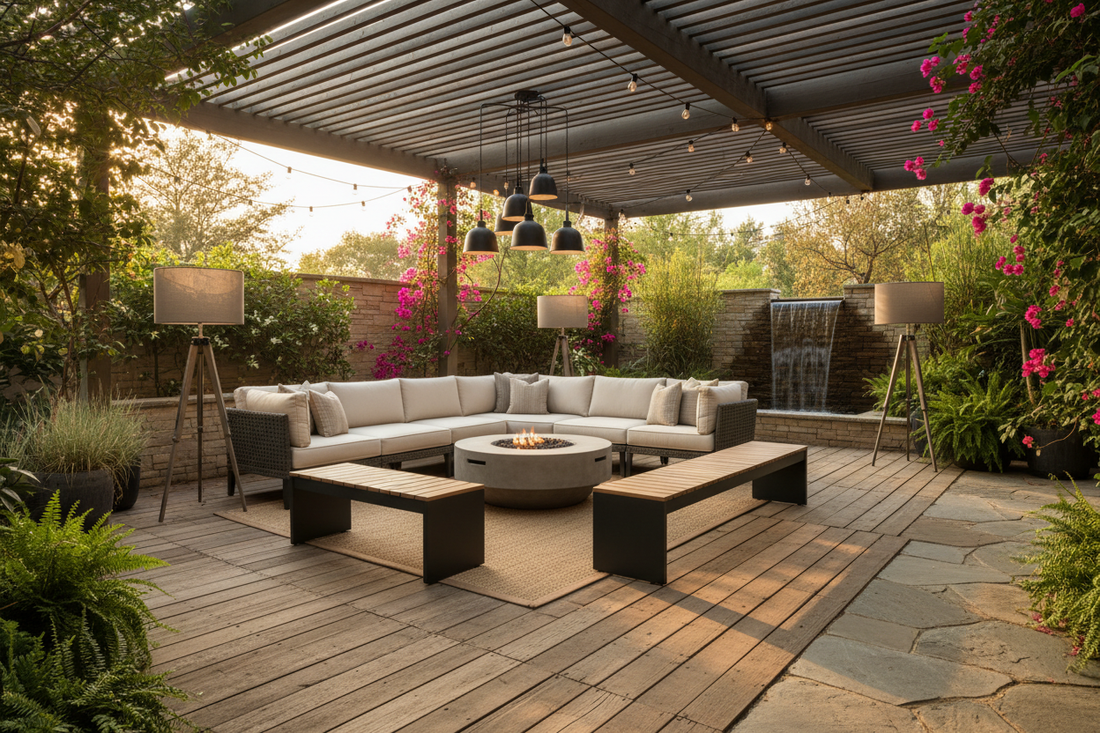 Outdoor Ease: Designing Relaxed Open-Air Spaces with Furniture, Benches & Lighting