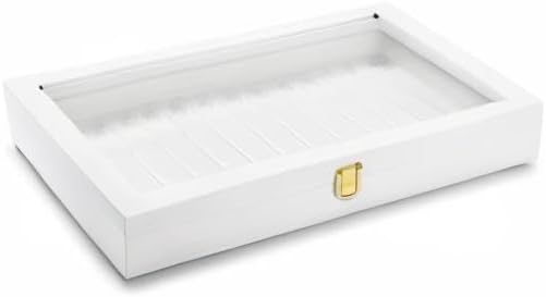 Oirlv White Leather Acrylic Lid Jewelry Necklace Organizer Box Necklace - Image 10
