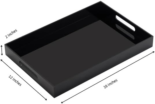 Glossy Black Sturdy Acrylic Serving Tray - Image 2