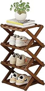 YYW Bamboo Shoe Rack for Entryway, Installation-Free and Foldable Vertical Shoe by YYW