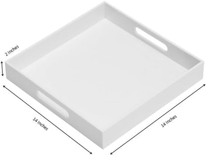 Glossy White Sturdy Acrylic Serving Tray - Image 2