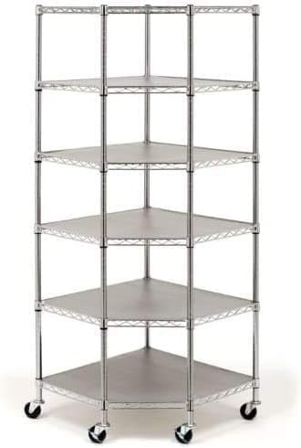 Heavy Duty Wire Steel 6-Tier Corner Shelf Garage Storage Shelving Rack by Unknown