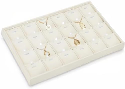Beige Jewelry Necklace Display Tray 24 Grids Pendant Earrings Necklace - Image 8