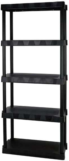 5-Tier Black Plastic Storage Shelving Unit, 68.8" H × 30" W × 13.88" D - Image 5