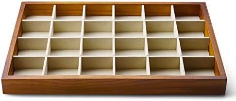 Oirlv 24 Grid Wood Jewelry Tray Microfiber Interior Jewelry Drawer Organizer - Image 2