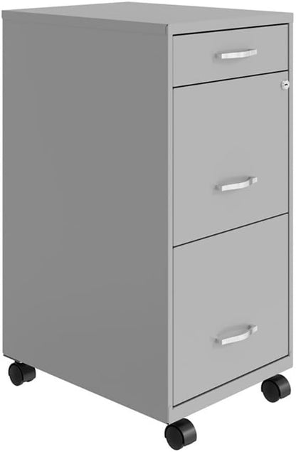 Pemberly Row 3 Drawers 29.52" Vertical Silver Metal Filing Cabinet Lockable - Image 3