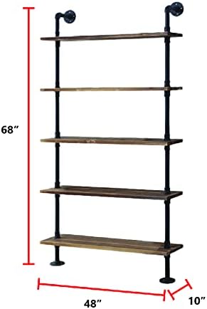 Industrial Pipe Multi Shelves Wall Mount Living Room Bar Floating Shelf 24 - Image 2