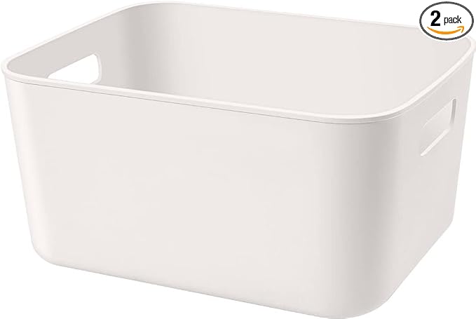 Set Of 2 Plastic Storage Bins, 10.5×8×5.5" Versatile Kitchen Pantry by Amyup