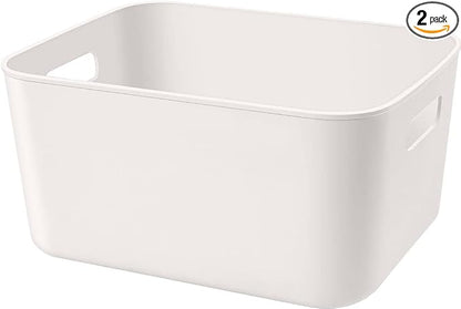 Set Of 2 Plastic Storage Bins, 10.5×8×5.5" Versatile Kitchen Pantry by Amyup