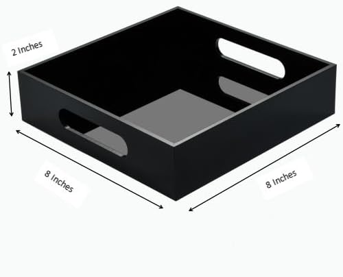 Black Sturdy Acrylic Tray with Handles-8x8 Inch- Countertop Organizer Tray - Image 2