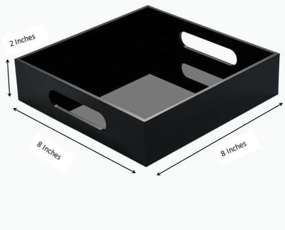 Black Sturdy Acrylic Tray with Handles-8x8 Inch- Countertop Organizer Tray - Image 2