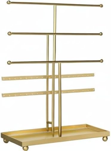 MyGift 5-Tier Gold Metal Jewelry Organizer Stand - Image 8