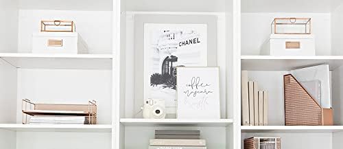 BLU MONACO Rose Gold Mesh Paper Tray – Set of 2 Stackable Letter Trays – - Image 4