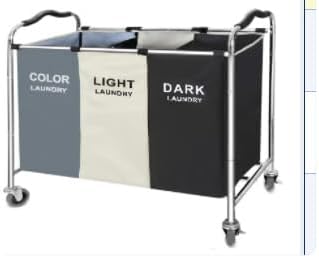 Laundry Sorter 3 Section, 240L Large Laundry Cart - Image 3