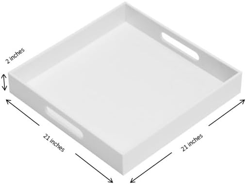 Glossy White 21"X21"X2" Decorative Tray Extra Large Sturdy Acrylic Serving Tray - Image 2