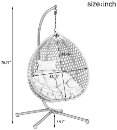 SOFTSEA Outdoor Wicker Egg Chair Hanging Basket Chair - Image 3