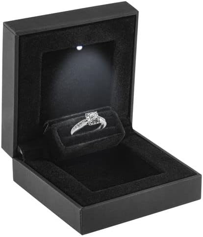 Allure - Slim Ring Box With LED Light, Square Shaped Elegant Flat Diamond Ring - Image 2