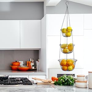 malmo 3-Tier Wire Fruit Hanging Basket, Vegetable Kitchen Storage Basket - Image 8