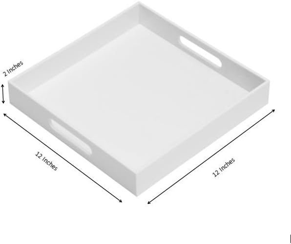 Glossy White Sturdy Acrylic Serving Tray - Image 2