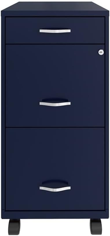 Pemberly Row 3 Drawers 29.52" Vertical Navy Metal Filing Cabinet Lockable - Image 3