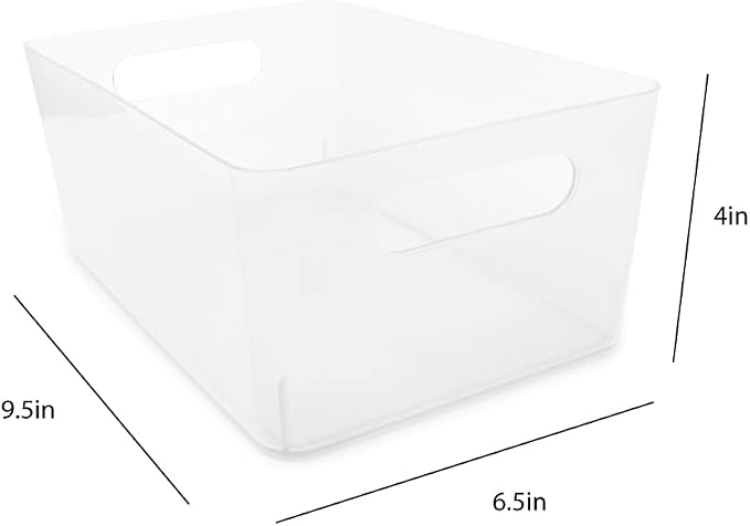 Isaac Jacobs 5-Pack Medium Clear Storage Bin Set w/Cut-Out Handles, Plastic - Image 2