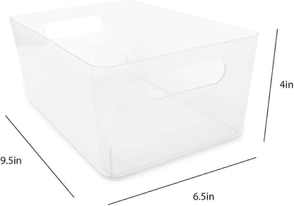 Isaac Jacobs 5-Pack Medium Clear Storage Bin Set w/Cut-Out Handles, Plastic - Image 2