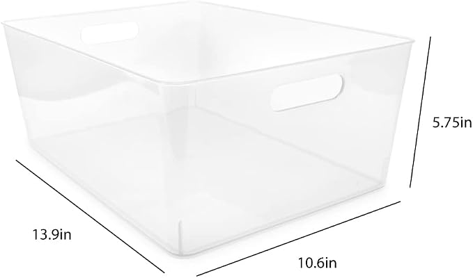 Isaac Jacobs 3-Pack XL Clear Storage Bin Set w/Cut-Out Handles, Plastic - Image 2