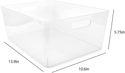 Isaac Jacobs 3-Pack XL Clear Storage Bin Set w/Cut-Out Handles, Plastic - Image 2