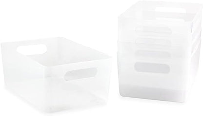 Isaac Jacobs 5-Pack Medium Clear Storage Bin Set w/Cut-Out Handles, Plastic by IsaacJacobs