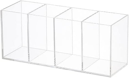 HSYMQ Acrylic Pen Holder 4 Compartments Clear Pencil Holder Organizer Makeup - Image 5
