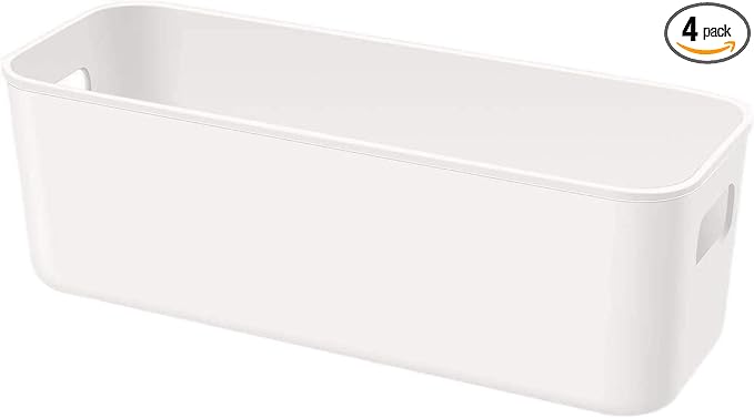 Set Of 4 Plastic Storage Bins, Versatile Kitchen Pantry Organization and Storage by Amyup