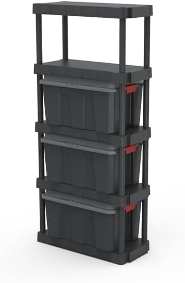 5-Tier Black Plastic Storage Shelving Unit, 68.8" H × 30" W × 13.88" D by AiirWHeoa