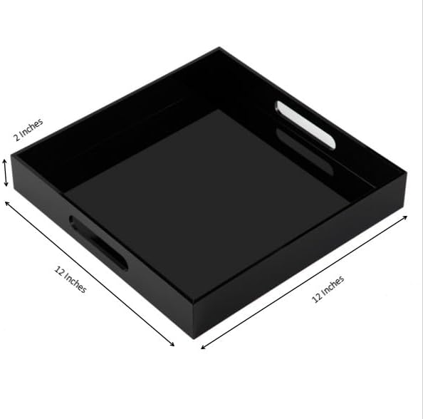 Glossy Black Sturdy Acrylic Serving Tray - Image 2