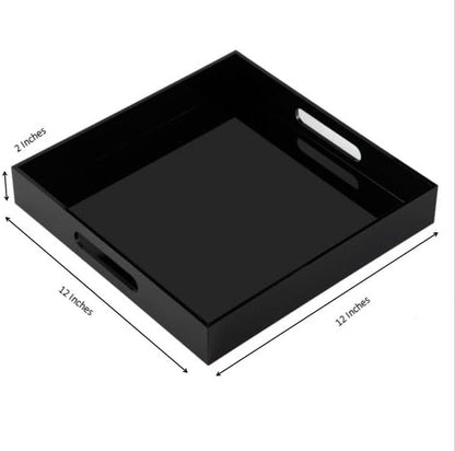 Glossy Black Sturdy Acrylic Serving Tray - Image 2