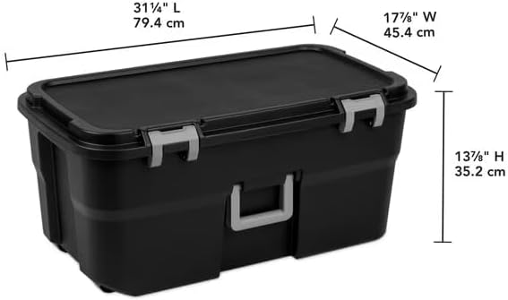 22 Gallon Heavy Duty Plastic Wheeled Footlocker Storage Trunk, - Image 2