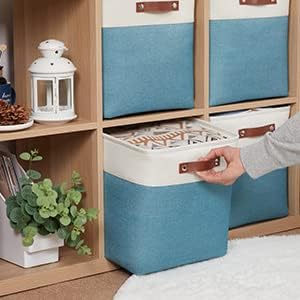 HNZIGE Fabric Storage Cubes Baskets, 13 Inch Cube Storage Bins - Image 4