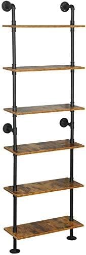 ZIOTHUM 6-Tier Industrial Pipe Shelves Shelf Shelving Rustic Wood Metal Wrought - Image 4