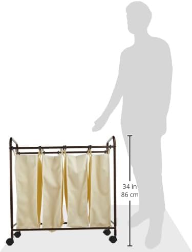 Household Essentials 7173 Rolling Quad Laundry Sorter - Image 13