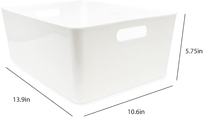 Isaac Jacobs 3-Pack XL White Storage Bin Set w/Cut-Out Handles, Plastic - Image 2