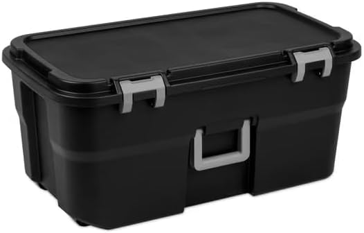 22 Gallon Heavy Duty Plastic Wheeled Footlocker Storage Trunk, by Unknown