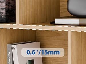 Cozy Castle Oak Bookshelf, 3-Tier Open Shelf Bookcase, 10 Cube Storage Organizer - Image 6