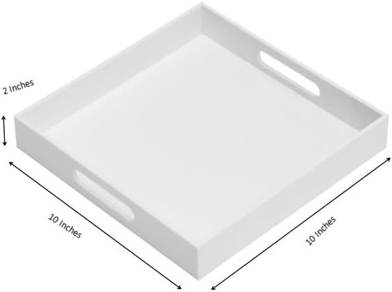 Glossy White Sturdy Acrylic Serving Tray - Image 2