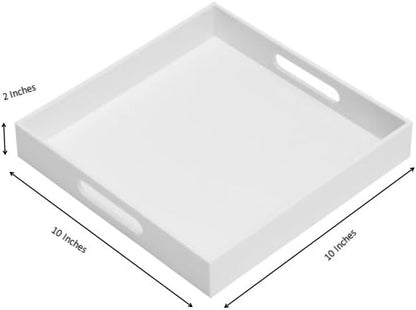 Glossy White Sturdy Acrylic Serving Tray - Image 2