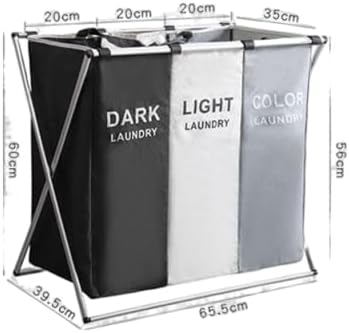 Laundry Basket Sorter, 3-Section Laundry Basket Organizer, Foldable - Image 2